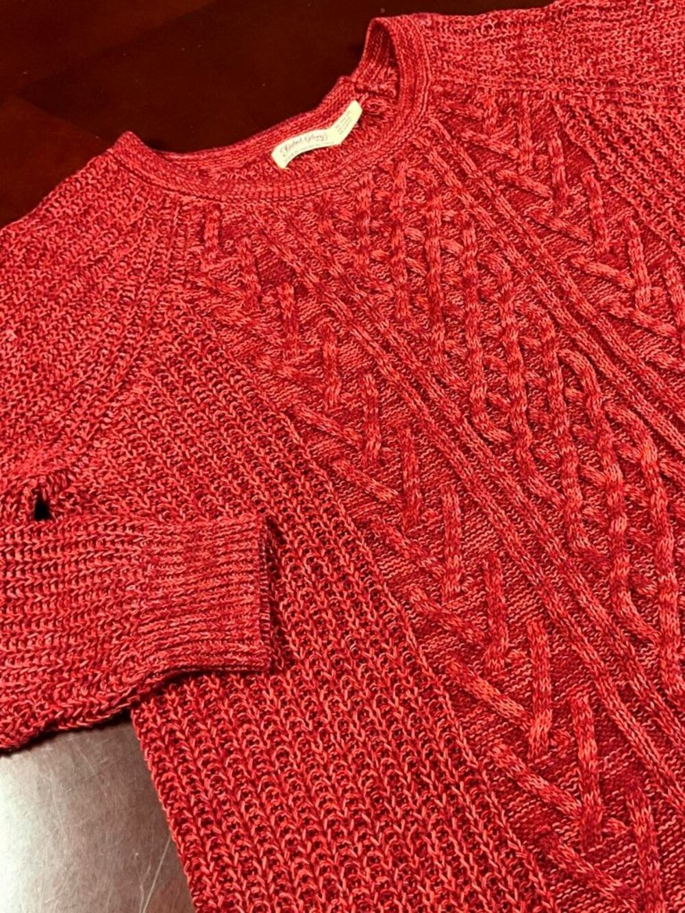 Womens Faded Glory Marled Red SOFT & COZY Knitted Lightweight Sweater (XLarge)